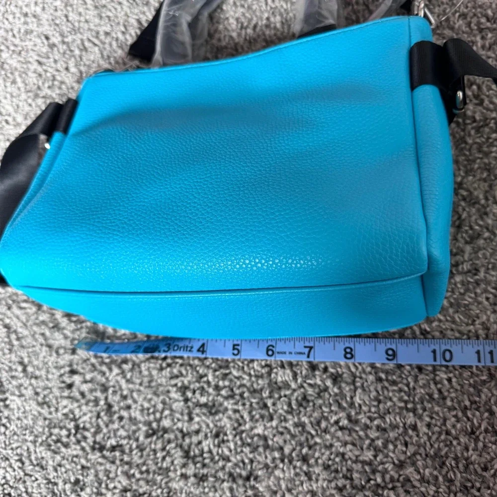 NWT Tahari Vegan Leather Small Satchel Blue Black Should Handbag Crossbody Gift